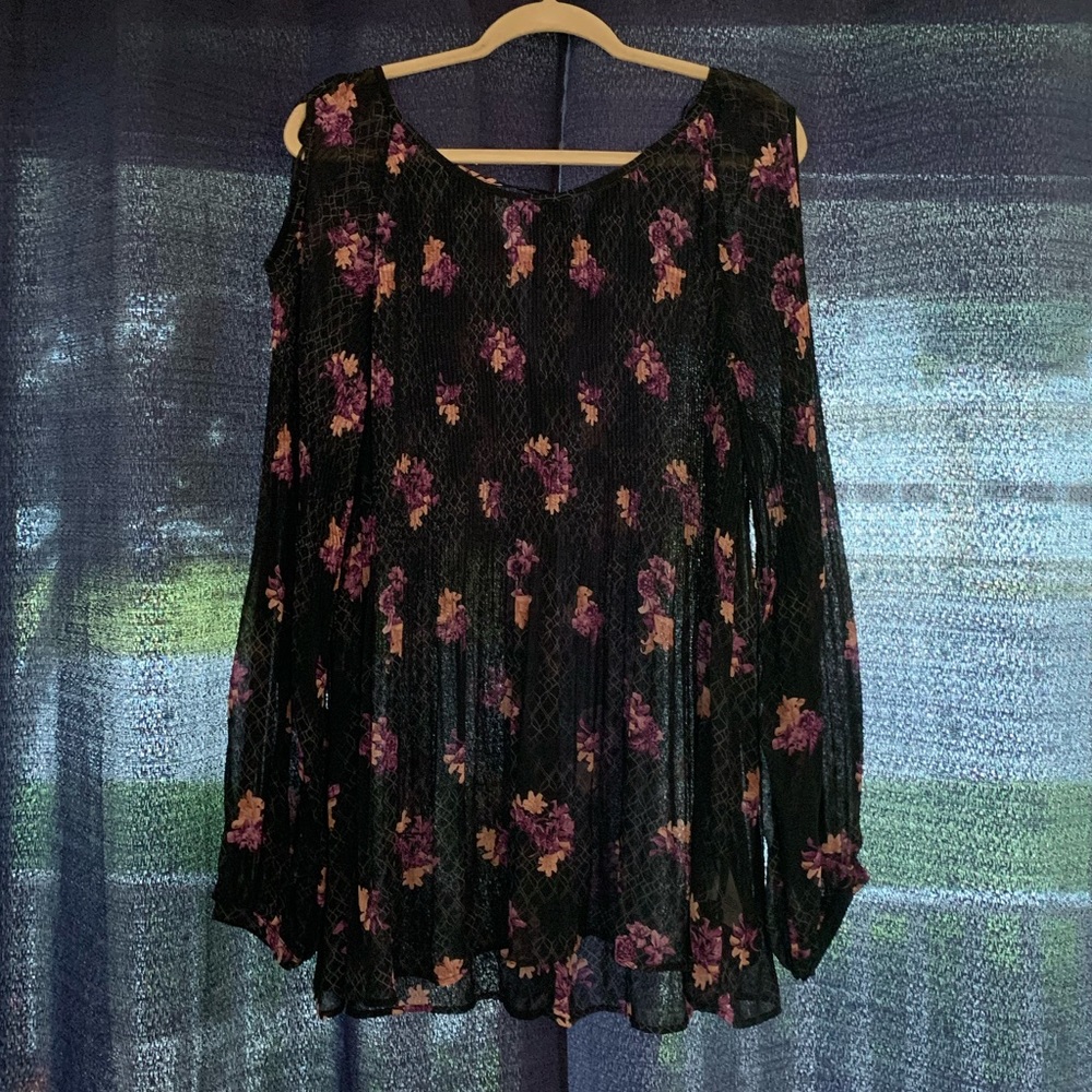 Cold Shoulder Sheer Blouse